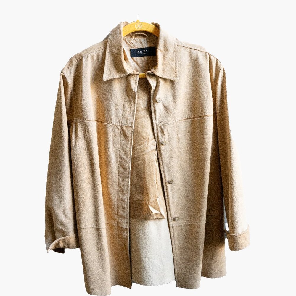Max Mara Weekend Suede Leather Leather Button Jacket
